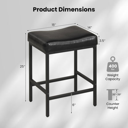 Set of 2 25 Inch Counter Height Bar Chairs for Kitchen Island