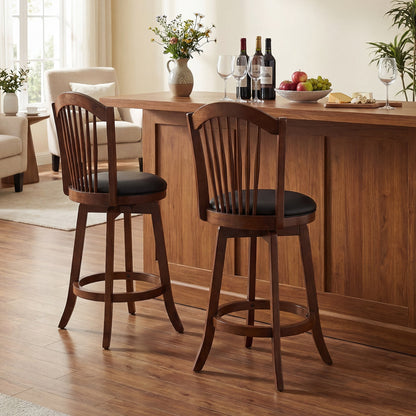 Swivel Bar Stools with Backrests and Wood Frame for Kitchen Island