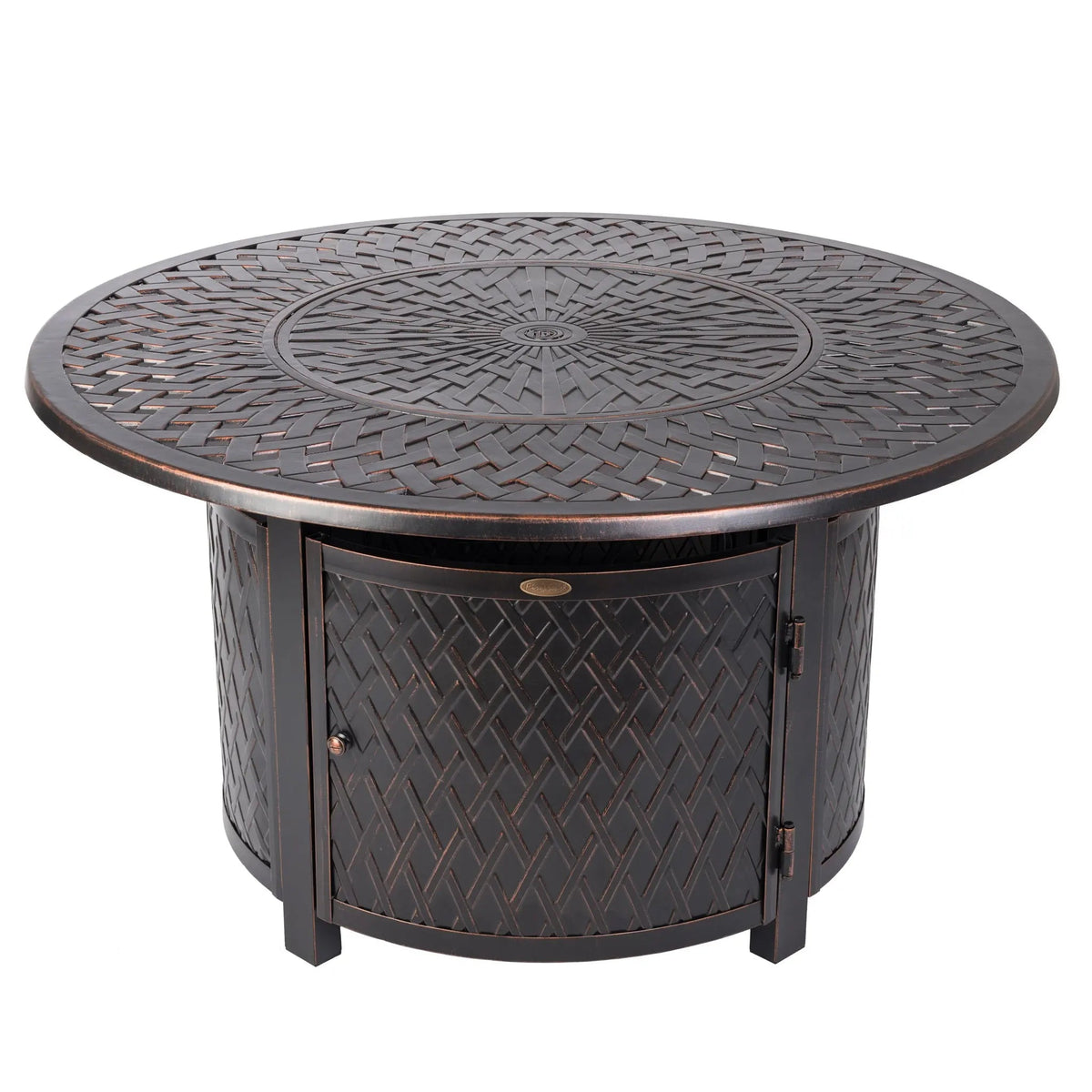 Verona 44" Round Woven Aluminum Convertible Gas Fire Pit Table