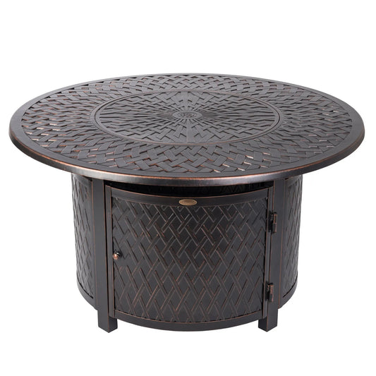 Verona 44" Round Woven Aluminum Convertible Gas Fire Pit Table