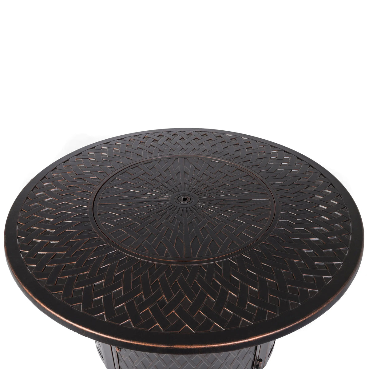 Verona 44" Round Woven Aluminum Convertible Gas Fire Pit Table
