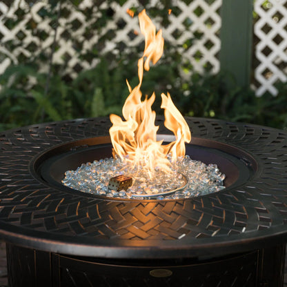 Verona 44" Round Woven Aluminum Convertible Gas Fire Pit Table