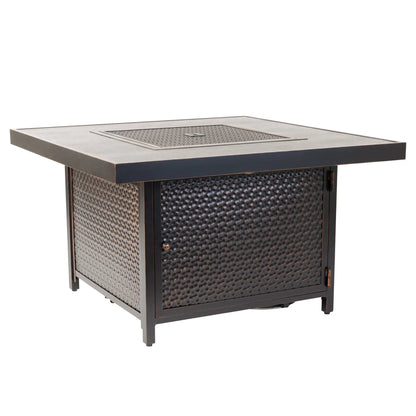 Weyland 40" Square Hammered Aluminum Convertible Gas Fire Pit Table