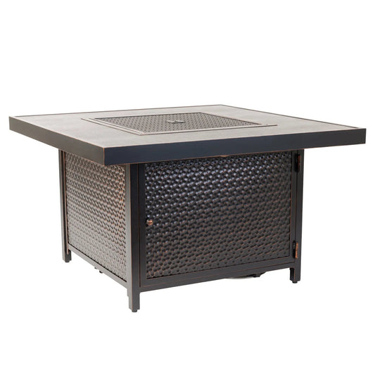 Weyland 40" Square Hammered Aluminum Convertible Gas Fire Pit Table