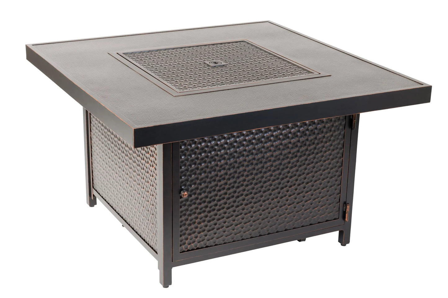 Weyland 40" Square Hammered Aluminum Convertible Gas Fire Pit Table