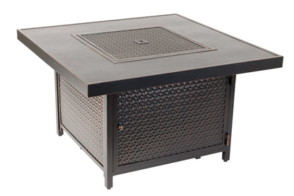 Weyland 40" Square Hammered Aluminum Convertible Gas Fire Pit Table