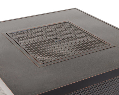 Weyland 40" Square Hammered Aluminum Convertible Gas Fire Pit Table