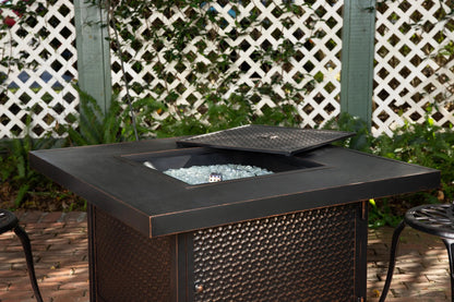 Weyland 40" Square Hammered Aluminum Convertible Gas Fire Pit Table