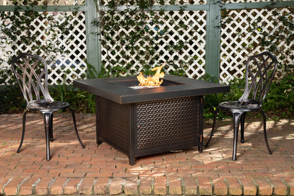 Weyland 40" Square Hammered Aluminum Convertible Gas Fire Pit Table