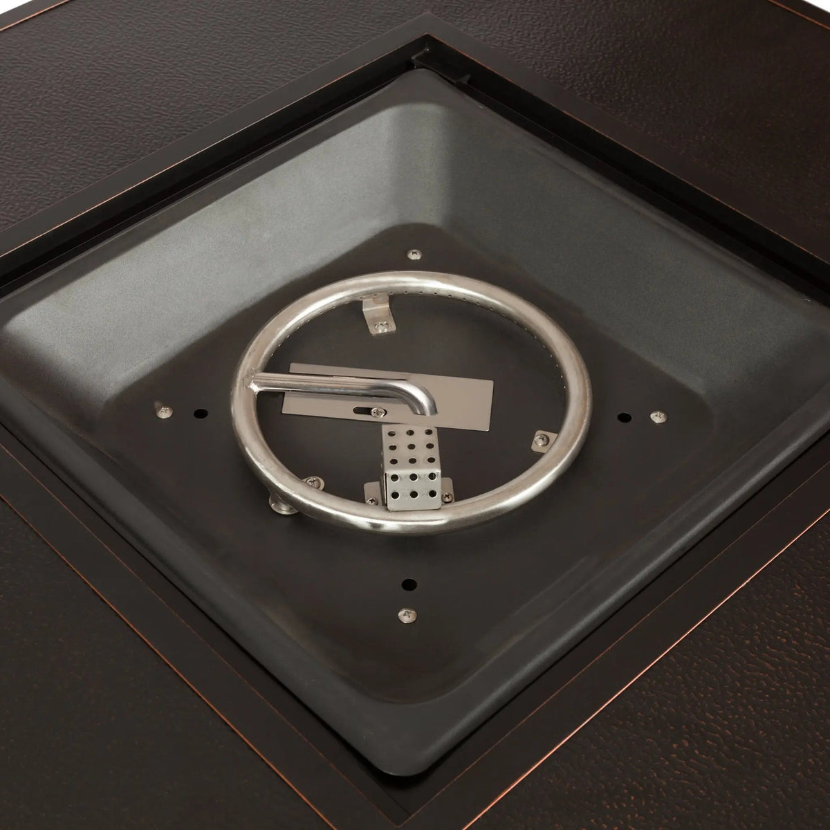 Weyland 40" Square Hammered Aluminum Convertible Gas Fire Pit Table