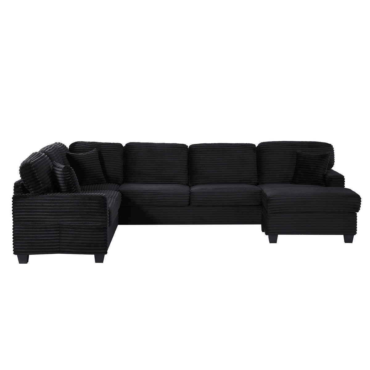 Upholstered U-Shaped Sectional Sofa with Movable Ottoman and Storage Pockets - Multiple Colors