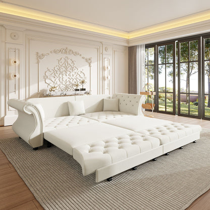 Oversized Chesterfield Pull Out Sofa Bed, Roll Arm Couch