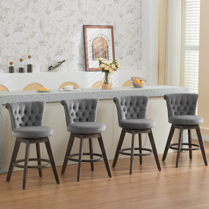 26" Counter Height Bar Stools with 360° Swivel - Gray