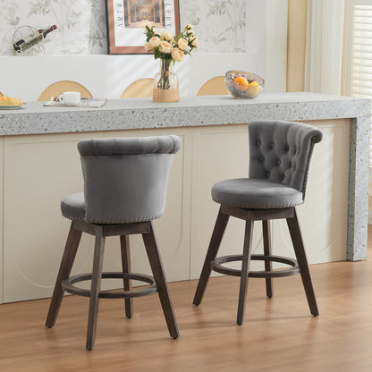 26" Counter Height Bar Stools with 360° Swivel - Gray
