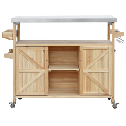 K&K Outdoor Kitchen Island, Rolling Bar Cart & Storage Cabinet