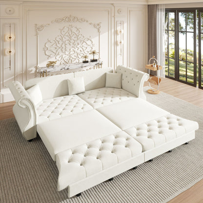 Oversized Chesterfield Pull Out Sofa Bed, Roll Arm Couch