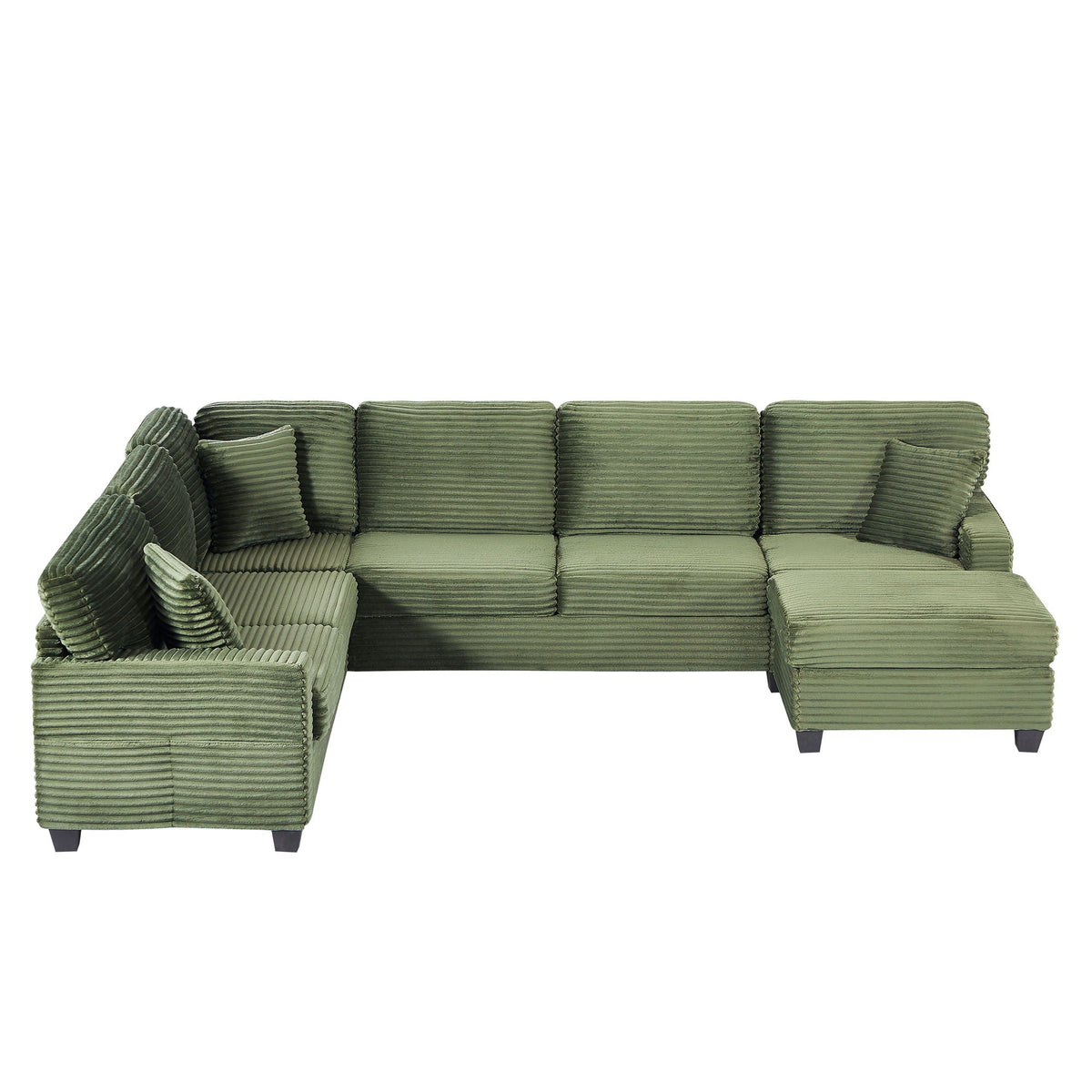 Upholstered U-Shaped Sectional Sofa with Movable Ottoman and Storage Pockets - Multiple Colors