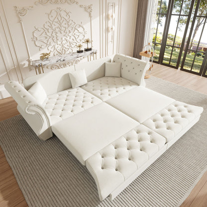Oversized Chesterfield Pull Out Sofa Bed, Roll Arm Couch