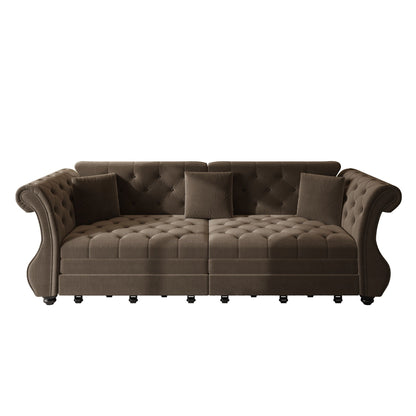 Oversized Chesterfield Pull Out Sofa Bed, Roll Arm Couch