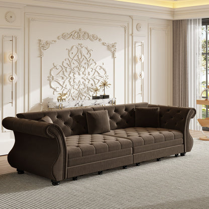 Oversized Chesterfield Pull Out Sofa Bed, Roll Arm Couch