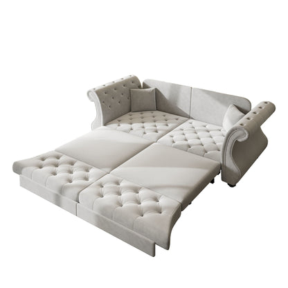 Oversized Chesterfield Pull Out Sofa Bed, Roll Arm Couch