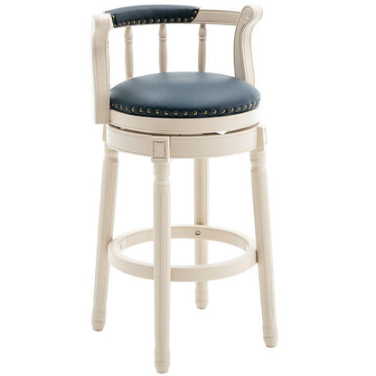 Wooden Bar Stool with Swivel and Full Back - White or Blue