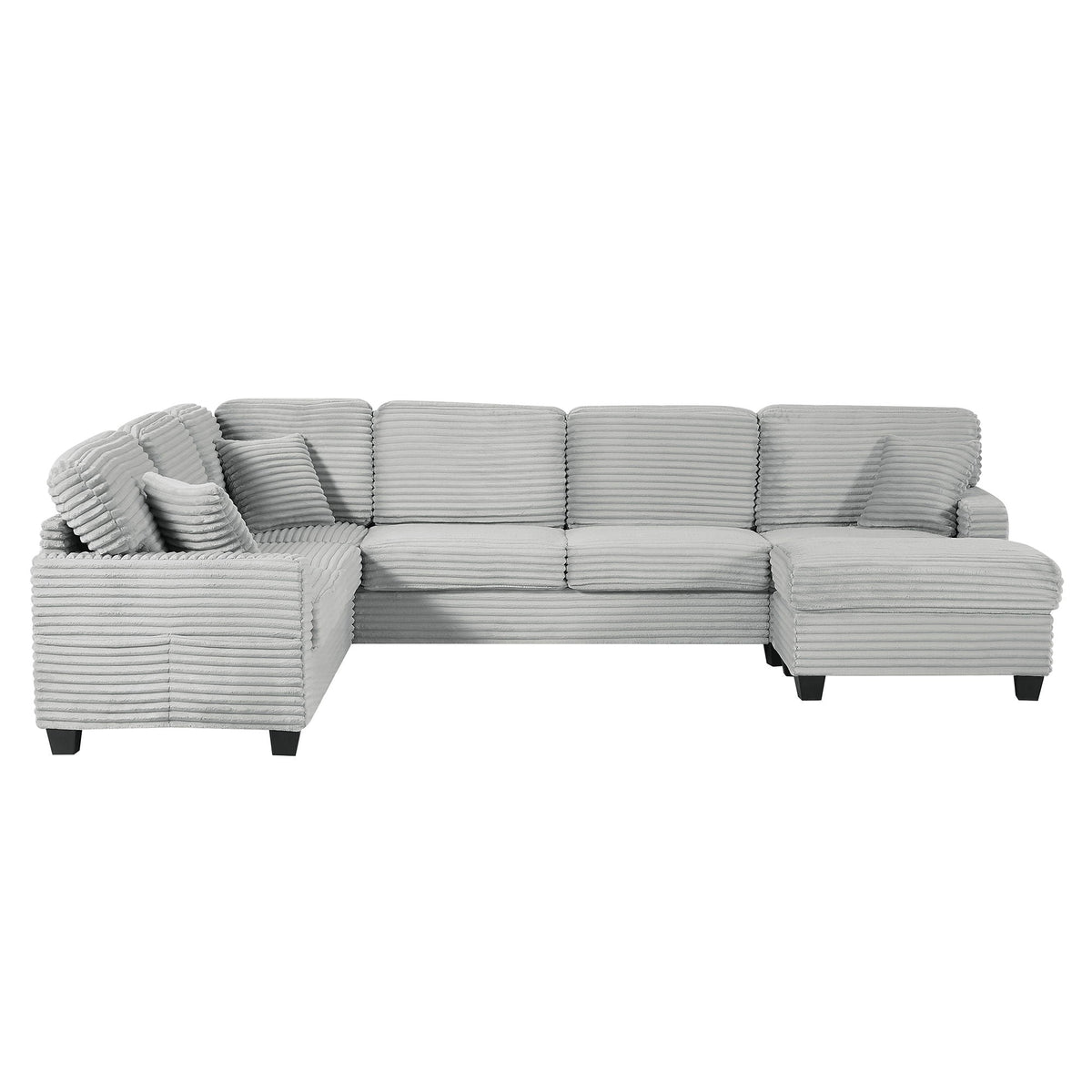 Upholstered U-Shaped Sectional Sofa with Movable Ottoman and Storage Pockets - Multiple Colors