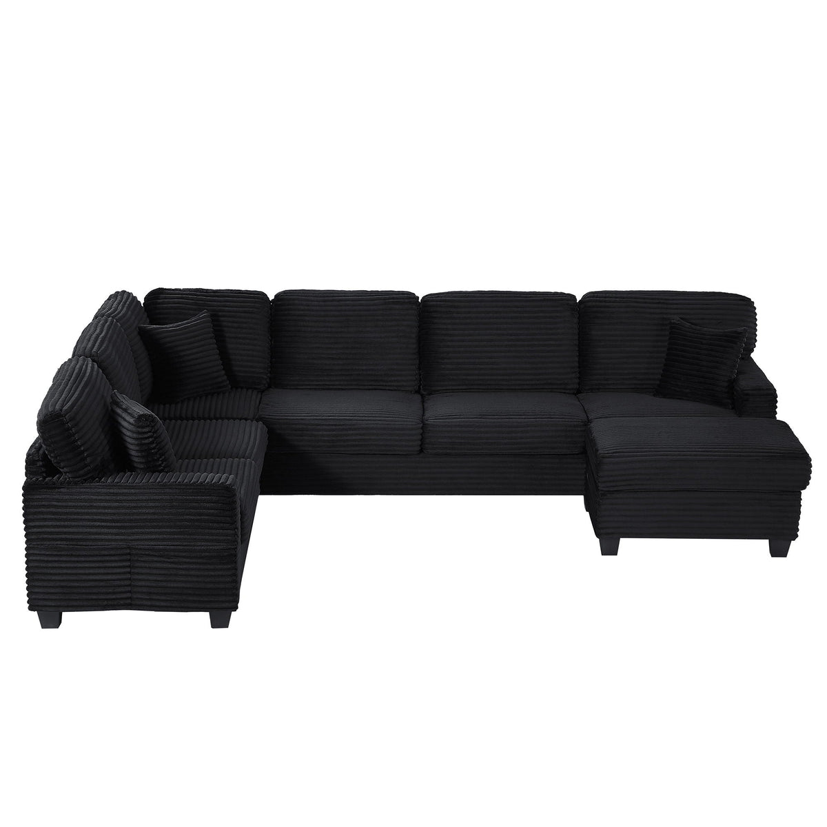 Upholstered U-Shaped Sectional Sofa with Movable Ottoman and Storage Pockets - Multiple Colors