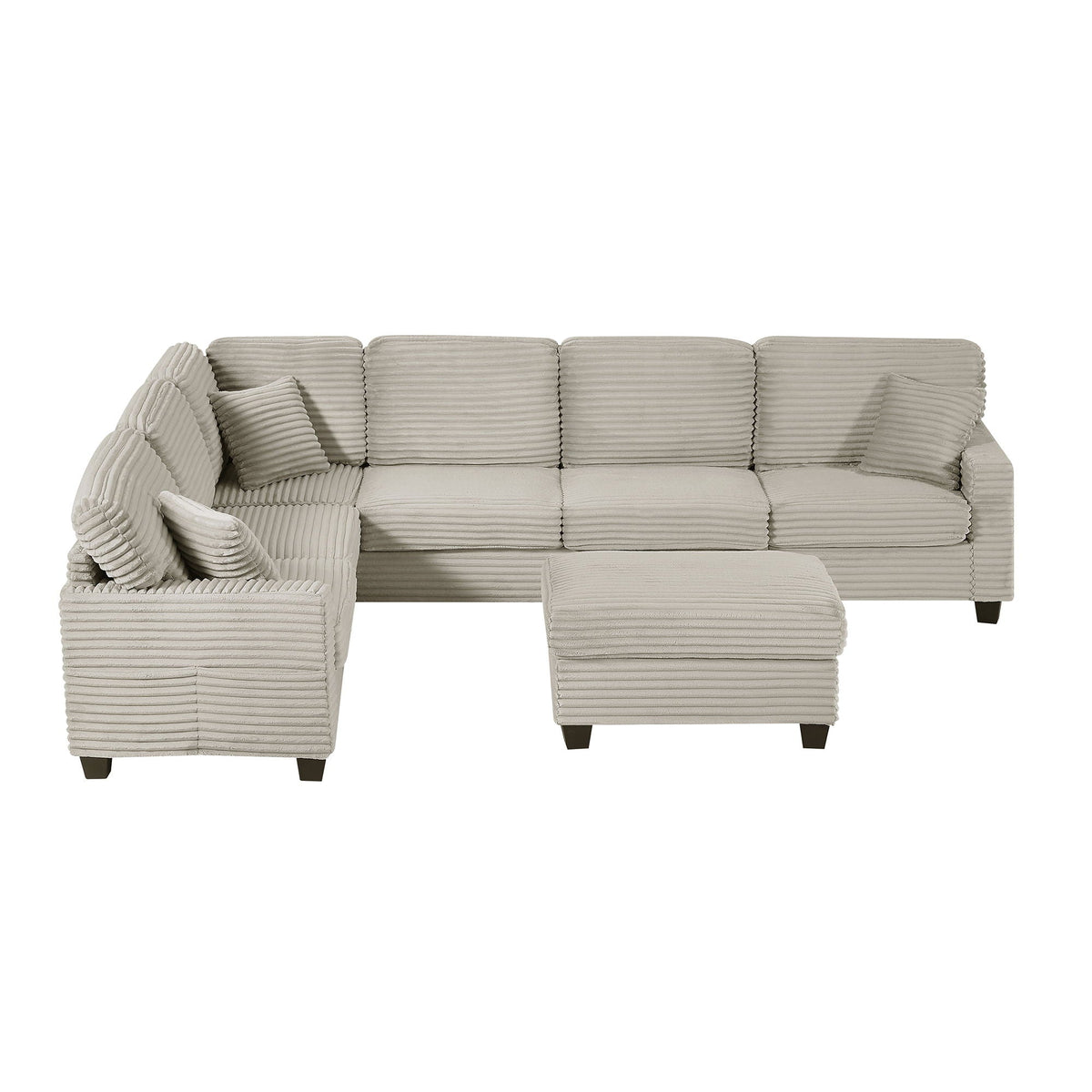 Upholstered U-Shaped Sectional Sofa with Movable Ottoman and Storage Pockets - Multiple Colors