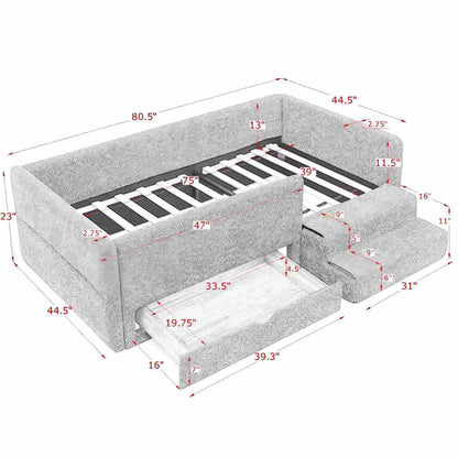 Safe Kids Bed with Guardrails and Storage - Twin, Multiple Colors