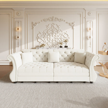 Oversized Chesterfield Pull Out Sofa Bed, Roll Arm Couch
