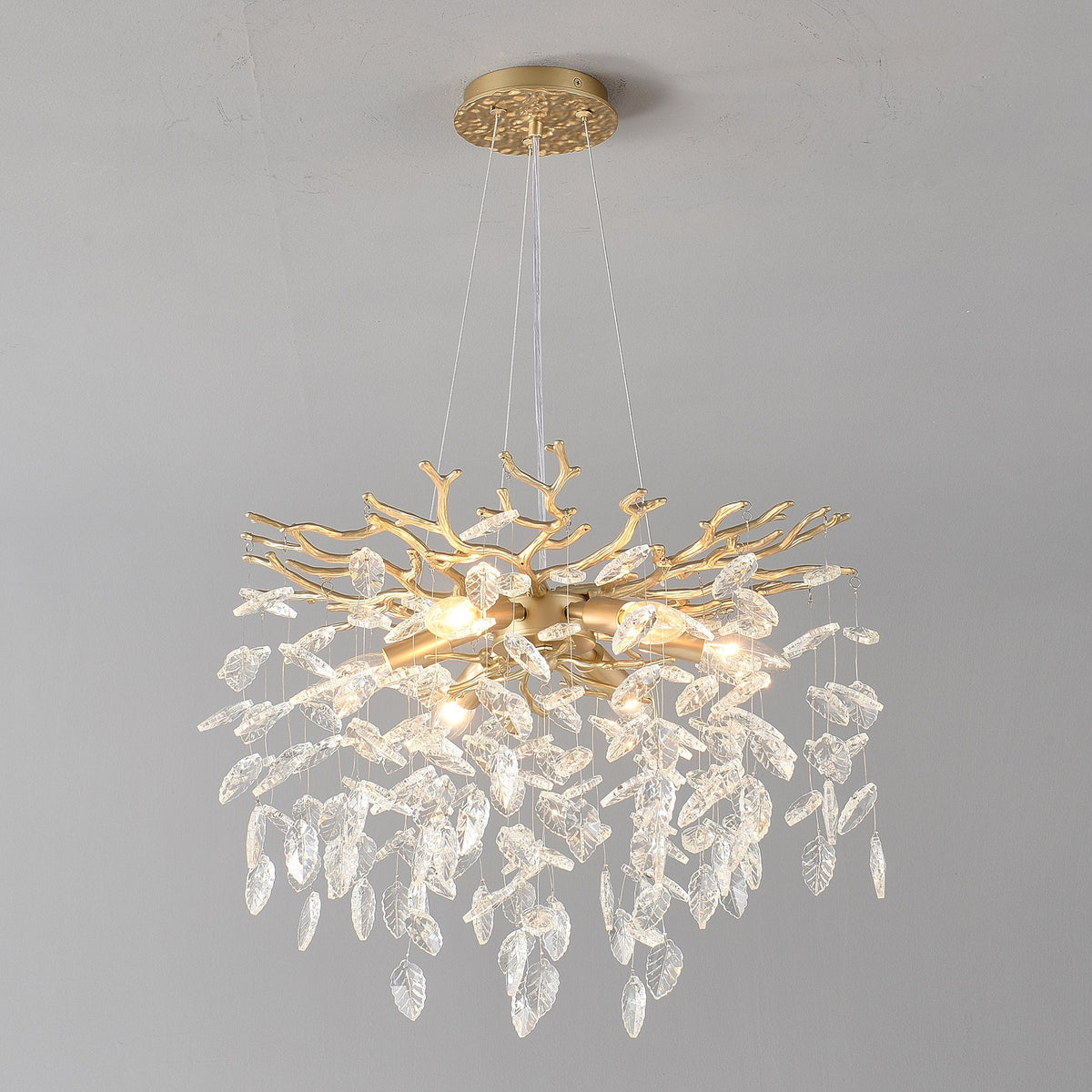 6-Light Chandelier Crystal Ceiling Lamp - Gold Finish