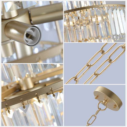 (Same as W1340126461/L5023) 20' Luxury 4-Tier Crystal Chandelier, 12-Light Gold Frame Pendant Light, Elegant Ceiling Lighting for Living Room, Dining Room, Bedroom (No Bulbs)