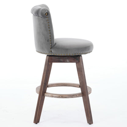 26" Counter Height Bar Stools with 360° Swivel - Gray