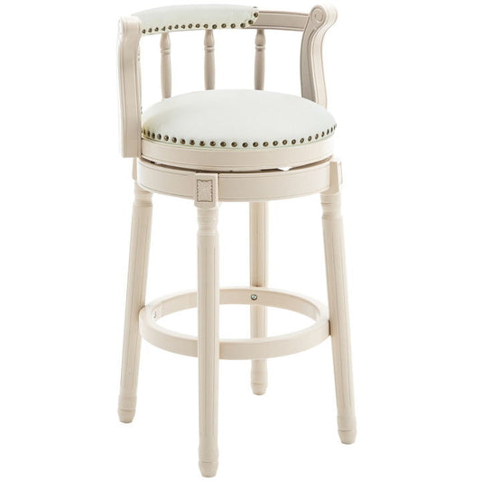 Wooden Bar Stool with Swivel and Full Back - White or Blue