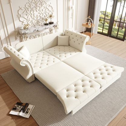 Oversized Chesterfield Pull Out Sofa Bed, Roll Arm Couch