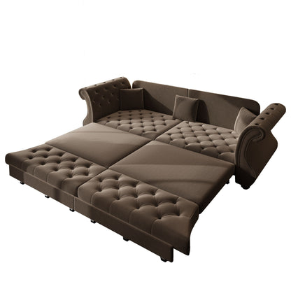 Oversized Chesterfield Pull Out Sofa Bed, Roll Arm Couch