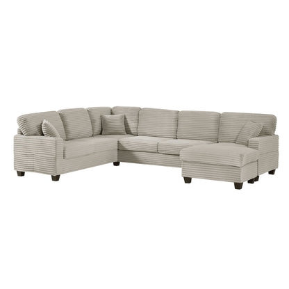 Upholstered U-Shaped Sectional Sofa with Movable Ottoman and Storage Pockets - Multiple Colors