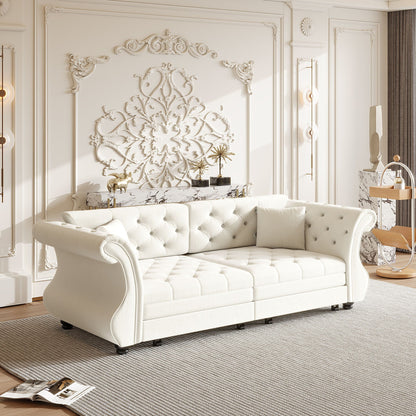 Oversized Chesterfield Pull Out Sofa Bed, Roll Arm Couch