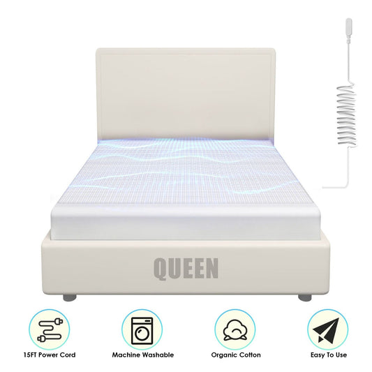 Organic Cotton Grounding Sheet – Queen & King with 15FT Cord for Sleep & Wellness