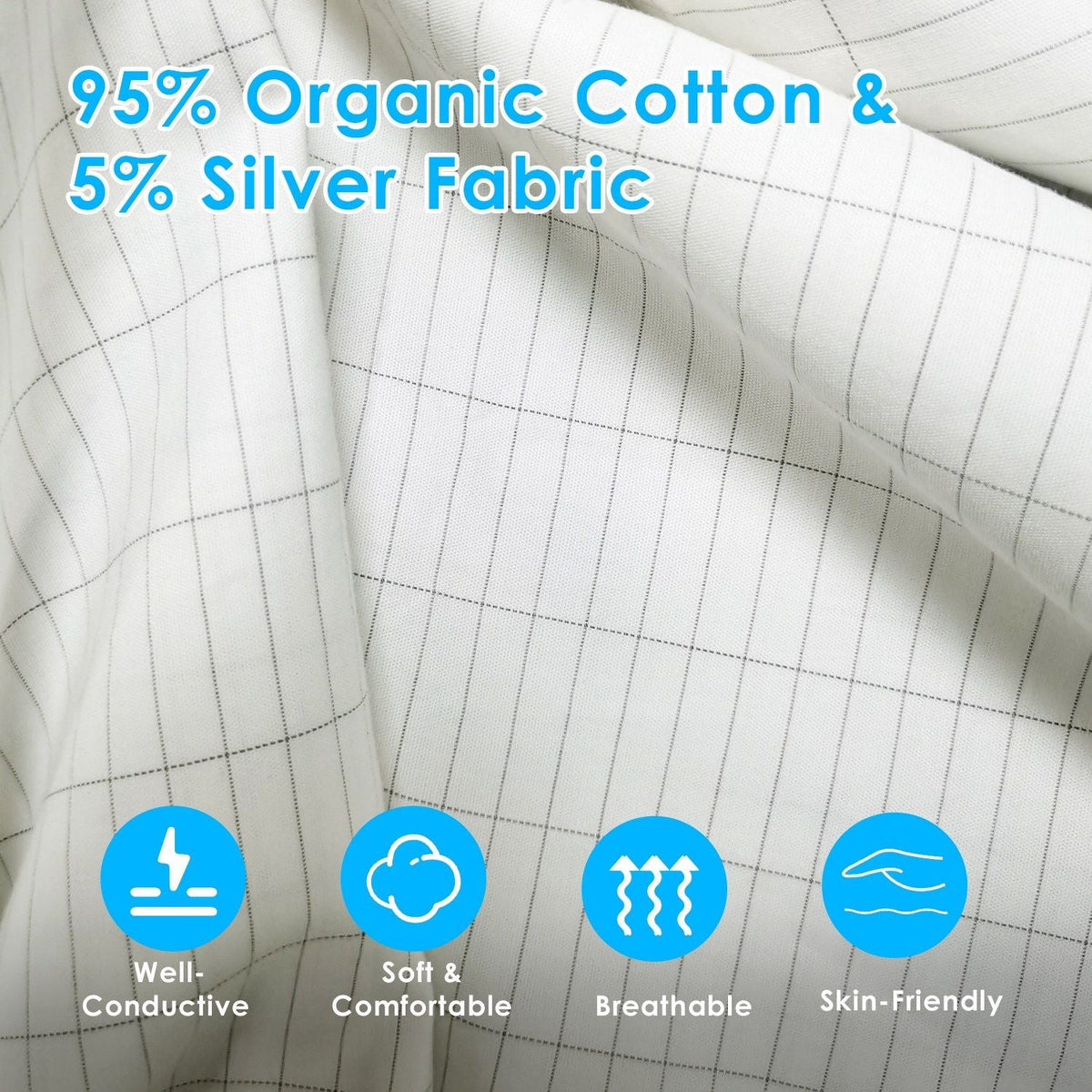 Organic Cotton Grounding Sheet – Queen & King with 15FT Cord for Sleep & Wellness