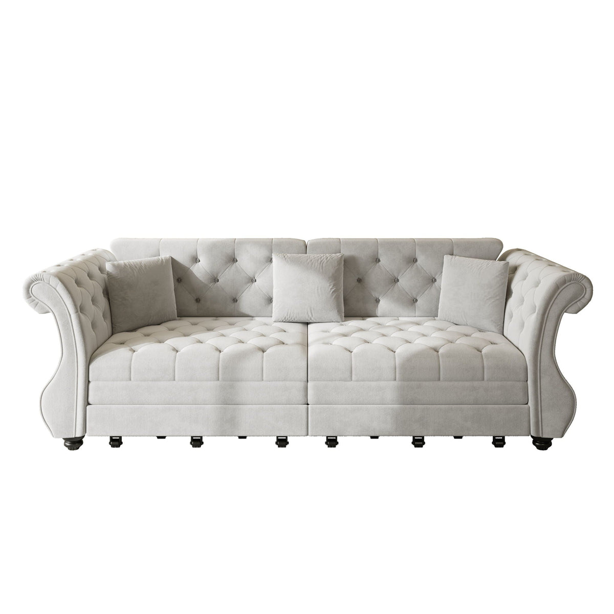 Oversized Chesterfield Pull Out Sofa Bed, Roll Arm Couch