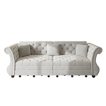 Oversized Chesterfield Pull Out Sofa Bed, Roll Arm Couch