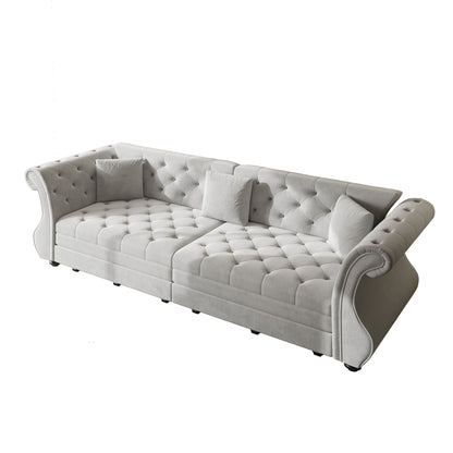 Oversized Chesterfield Pull Out Sofa Bed, Roll Arm Couch