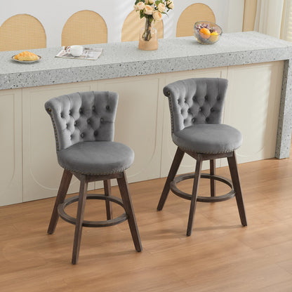 26" Counter Height Bar Stools with 360° Swivel - Gray