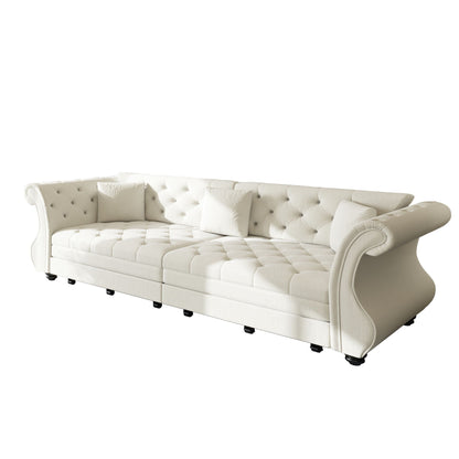 Oversized Chesterfield Pull Out Sofa Bed, Roll Arm Couch