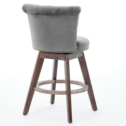26" Counter Height Bar Stools with 360° Swivel - Gray