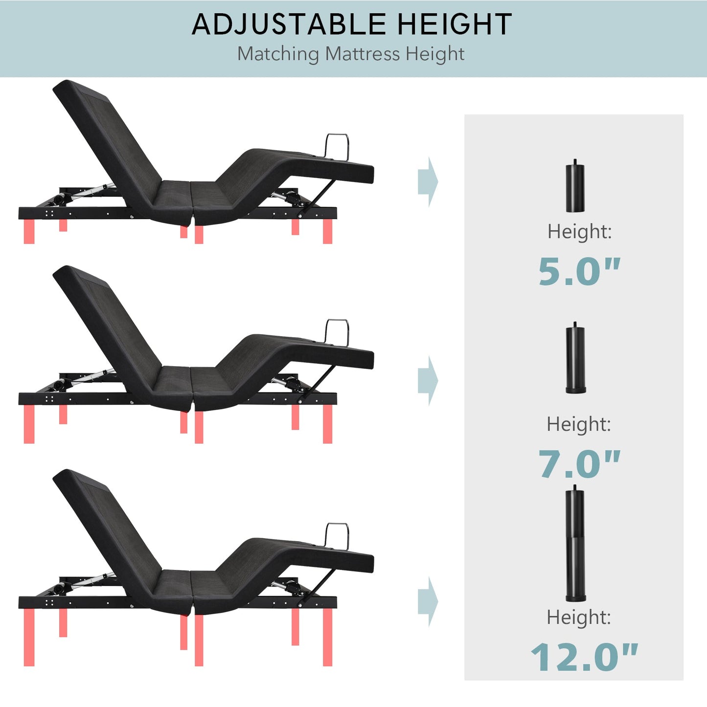 Adjustable Electric Bed Frame with Massage Remote Control