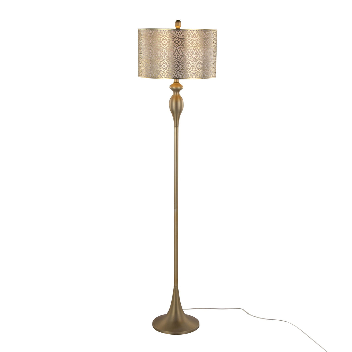 Ashland Contemporary Floor Lamp with Laser Cut Detail - Gold