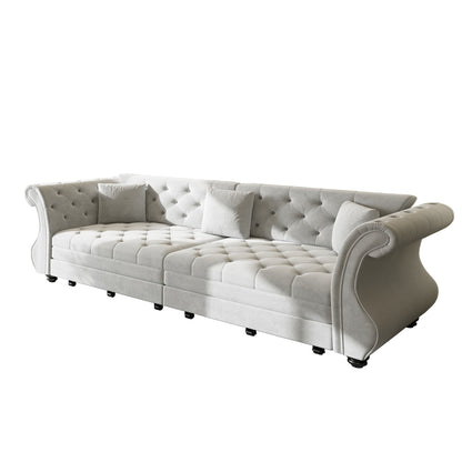 Oversized Chesterfield Pull Out Sofa Bed, Roll Arm Couch
